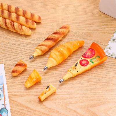 China office & School Pen Hot Selling New Cartoon Creative Novelty Simulation Bread Pizza Special Inscribing Smooth Horn Shaped Gift Plastic Ballpoint Pen for sale