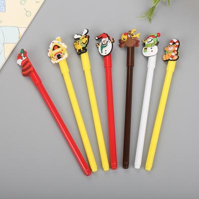 China Wholesale Creative Cute Christmas Gift 0.5 Normal Cute Cartoon Silicone Correction Black Needle Tube Refill Marking Smooth No Broken Ink Gel Pen for sale