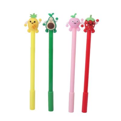 China New normal 2022 cartoon fruit expression silicone head 0.5mm needle tube creative cute Quick-drying refill smooth plastic gel pen for sale