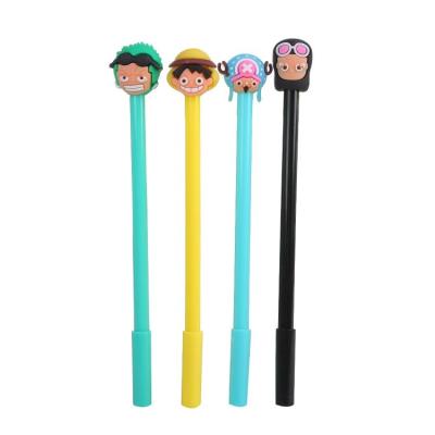 China Cute Cartoon Character Wholesale Creative Silicone Head Cute Black 0.5mm Needle Tube Refill Writing Signature Gel Ink Smooth Pen for sale