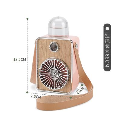 China Retro audio fan with belt manufacturer direct outdoor mini portable belt rechargeable chic cheap cooling tabletop electric fan for electricity for sale