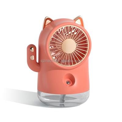 China Mini Lucky Cat Water Bottle Fan Summer Mini Lucky Cat Outdoor Shaped Fan Battery Operated Water Spray Air Cooling Fan Portable Hand for sale