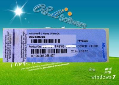 China USA Original Windows 7 Pro Oem Key , Windows 7 Home Premium Activation Key Coa for sale