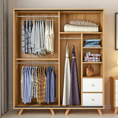 China Custom White Wood Convertible Wardrobe Storage Cabinet Modern Wardrobe With Sliding Door for sale