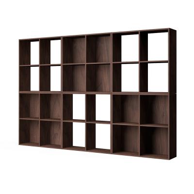 China Black Walnut Desktop Modern Bookcase Bookcase Solid Wood Lattice Combination Freestanding Bookcase for sale