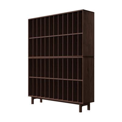 China Modern All Black Walnut Bookshelf Solid Wood Floor Shelves Small Simple And Modern Scandinavian Bookcase for sale