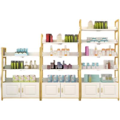 China Customizable single double-sided cosmetic display cabinet of solid color shopping mall display rack beauty salon shelf products for sale