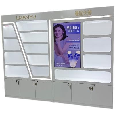 China Minimalist High-end Cosmetics Shop Simple Display Cabinet Skin Care Product Display Stand Showcase for sale