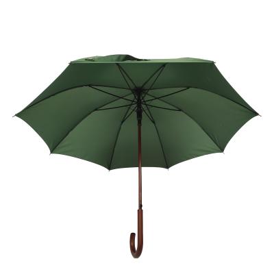 China Full Printing Golf Umbrella High Quality Classic Wooden Handle Shaft Eco Straight Umbrella With Wooden Handle And Waterproof Cloth for sale