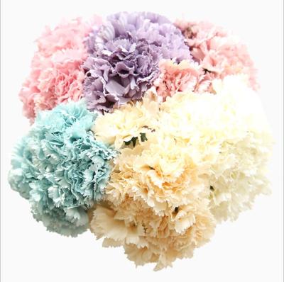 China QSLH-L00188 Realistic 6 Heads Artificial Flowers Carnation Bridal Bouquet Silk Flower for sale