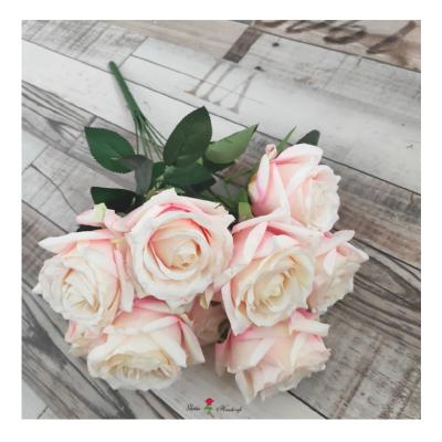 China High Quality Handmade Silk Rose Flower Bouquet Decoration Rose 10 Heads Silk Flower QSLH-C1299 for sale