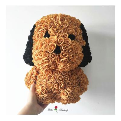 China QSLH-C1297 Foam Rose Bear Foam Rose Dog High Quality Artificial Rose Flower Handmade for Valentine's Day for sale