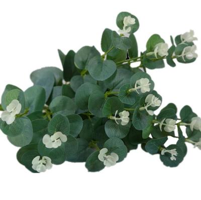 China Hot Selling 16 Silk Fork Simulation Of Eucalyptus Leaves For Decor for sale