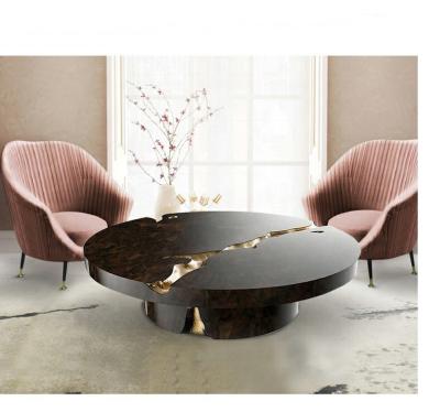 China Unique design hot sale coffee table stainless steel coffee table golden split for sale