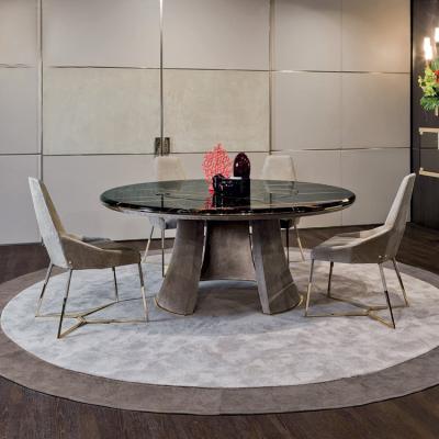 China Dining Table With Rotating Hot Selling Modern Round Marble Dining Table Set And Chairs New Design Center Dining Furniture for sale