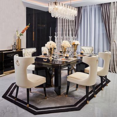 China Dining Chair With Ring Upholstery Dining Table Set 6 Chairs Dining Room Furniture Adorned Modern Dining Chair With Ring for sale