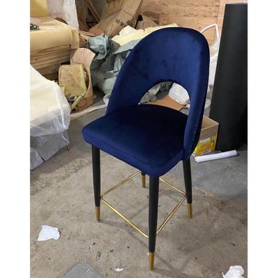 China New High Quality Contemporary Velvet Bar Stools Bar Chairs Luxury Modern Stools Kitchen Bar Chair for sale