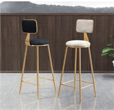 China Hot popular gold stainless steel frame metal bar stool umpire dining room tufted chairs kitchen room large italy bar chair many colors for sale