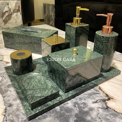 China Unique Luxury Green Marble Gel Bottle Shower Bottle Persian Lotion Bottle Stocked Top Selling Set for sale