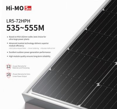 China LONGi A grade solar power system solar panel brand and OEM 540w 550w 555w high efficiency solar module for sale