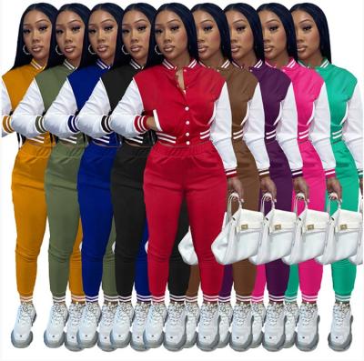 China IF-75 QUICK DRY Women 2 Piece Set Apparel Outfits Women Clothes 2021 Fall Baseball Uniform Set Pants Women Two Piece Set Clothing for sale