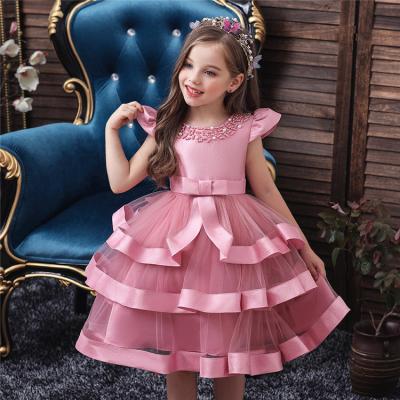 China LFQ-209 Cap Sleeve Baby Dresses New Design Girl Beaded Performance Clothes Bridesmaid Dresses Wedding Princess Baby Girls Party Dresses for sale