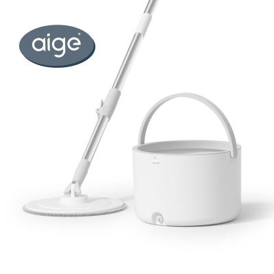 China Aige C1 TOPOTO Newest Spin Bucket Portable Mop 360 Stainless Steel Handfree Washing Wholesale Rotating Round Flat Mop for sale