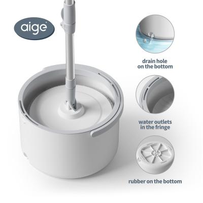 China Aige C1 Spin Mop and Bucket Set Self Wringing Spin Mop Adjustable Stainless Steel Handle Flat Mop for sale