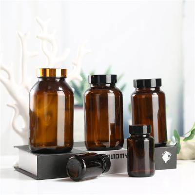 China Capsule Container Supplements 60ml 100ml 150ml 200ml 300ml 500ml Amber Glass Bottle Packaging Medical Pill Bottles for sale