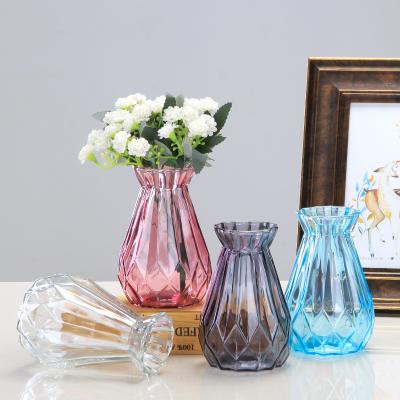 China Decor Glass Jar Fashion Cylinder Flower Environmental Colorful Modern Glass Flower Vase for sale