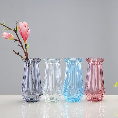 China Environmental Wholesale Glass Vase Jar Colored Cylinder Glass Flower Vase Flower Glass Vase for sale