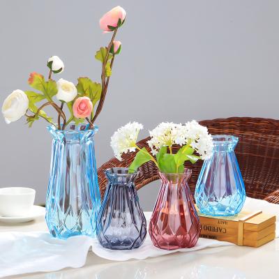 China Large Environmental Decorative Glass Vase Pot Colored Unique Clear Glass Flower Vase Flower Vase for sale