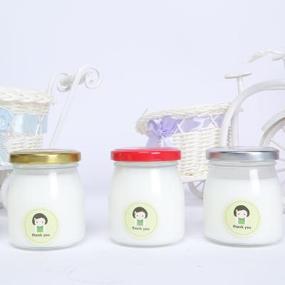 China 100ml 150ml 200ml Stocked Milk Bottle With For Yogurt Pudding Juice Clear Jelly Pudding Jar Glass Milk Pudding Bottles for sale