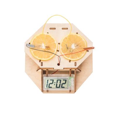 China DIY Wooden Lemon Powered Clock School Experiment Science Teaching Kits For Kids for sale