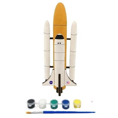 China Asemble & high quality solid wood space rocket toy diy kids in decoration kit for sale