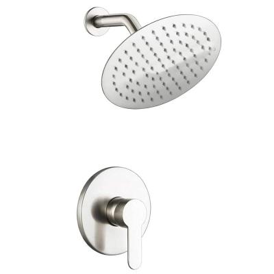 China Slide Barless Pexmax 8inch Conceal Round Showers Bathroom Set Wall Mounted Rain Shower System Stainless Steel Shower Faucet Sets for sale