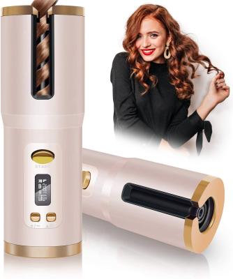 China Audible indication system; auto-closed off automatic curler curling iron wireless automatic ceramic rotating hair curlers curl curl portable rechargeable for sale