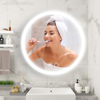 China Large Illuminated Round Led Backlit Glass Wall Mount 5mm Vanity Bathroom Smart Mirror With Lights for sale