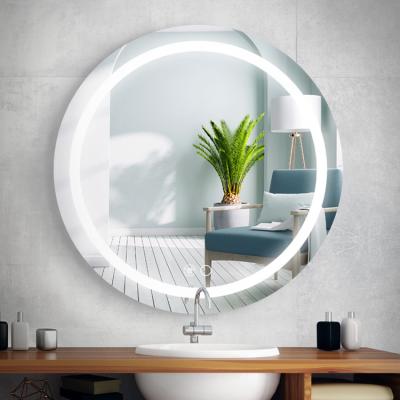 China 2021 Modernized Eclectic Round Wall Mounted LED Bathroom Vanity Mirror Defogger For Hotel Home Bathroom for sale