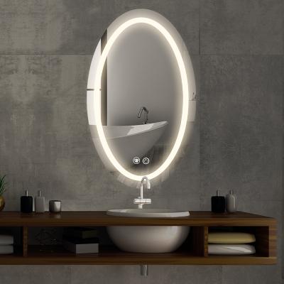 China New Arrival Illuminated Contemporary Wall Mounted Oval LED Bathroom Mirrors For Bathrooms for sale