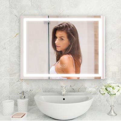 China Hot Sale Fog Light Square Illuminated Wall Mounted Bathroom Decorative Mirror With BT Speaker for sale