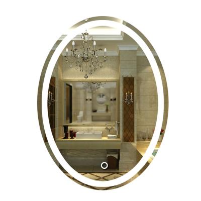 China 2021 New LED Luminous Fashionable Wall Mounted Bathroom Mirror With Demister for sale