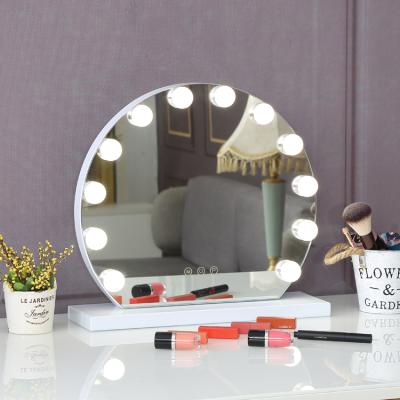 China Professional Hollywood Dimmable Aluminum Table Lighted Makeup Mirror For Salon for sale