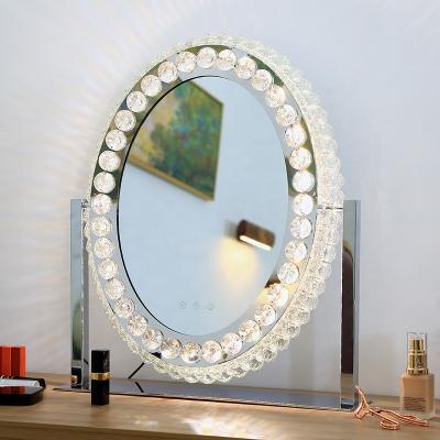 China Luxury Touch Lit Crystal Led Mirrors Wholesale Smart Changed Lights Mirrors for sale