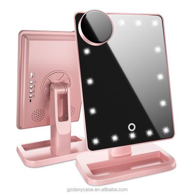 China Lighted Most Popular Makeup Mirrors 20 Framed Portable Plastic LED Mirrors Toilet Lighted Folding Makeup Mirror for sale