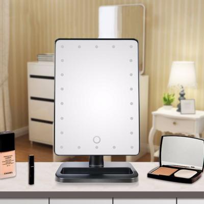 China Adjustable/360-degree Rotation Travel Illuminated Cosmetic Touch Screen On/Off With Removable 10x Magnifying Portable Table 20 Lighted LED Makeup Mirror for sale