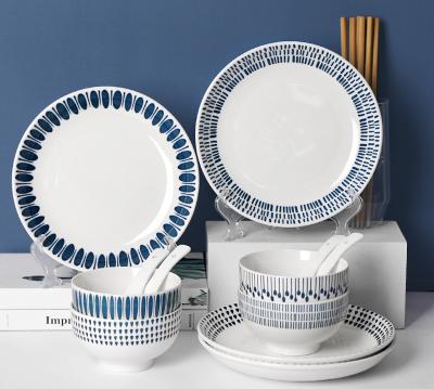 China 2022 Printing Popular Design Pad Porcelain Tableware Stocked Ceramic Kitchenware Dinnerware Sets for sale