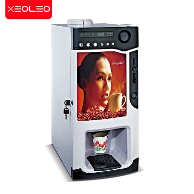 China Hotel Commercial Xeoleo Coin Coffee Machine 3 Canisters 1600ml*3 Vending Coffee Machine Automatic Drip Coffee Machine 820w for sale