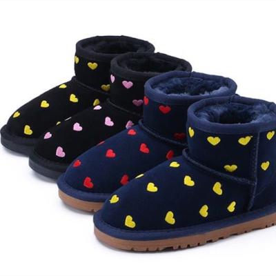 China New fashion trend winter boots for girls, flat round head, heart shape, warm, plush and thick snow boots for sale