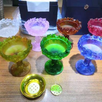 China Factory New Design Luxury Clean Islamic Incense Censer Glass Vase Top Burner For Home Decor for sale